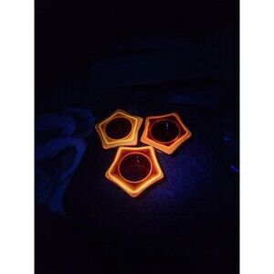 Cadmium Amberina Candle Holders Set of 3 Vintage Art Glass